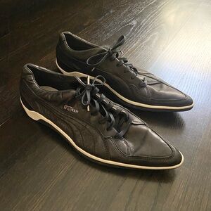 Alexander McQueen Puma Black Leather Pointed Archive Sneakers